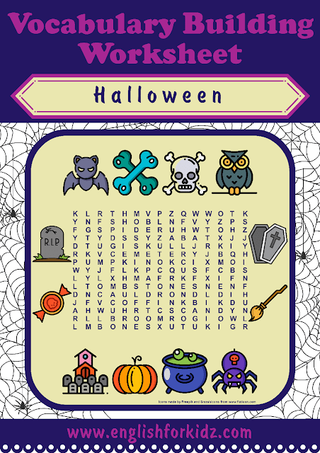 Halloween worksheet - printable resources for English learners