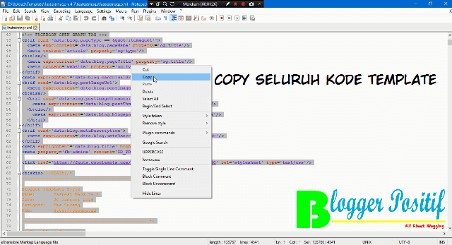 Copy Seluruh Kode Template