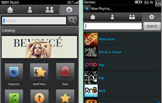 Catalog Selection of BBM Music With Now Playing Selection