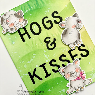 Hogs & Kisses Card by Samantha Mann for Newton's Nook Designs, Die Cutting, Distress Inks, Ink Blending, Pigs, Stencil, Card Making, Cards, Handmade cards, #newtonsnook #newtonsnookdesigns #distressinks #inkblending #diecuts #pigs #cardmaking