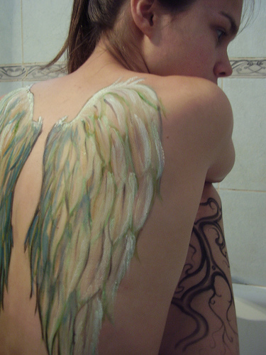 wing tattoos on back for girls angel tattoos for designs