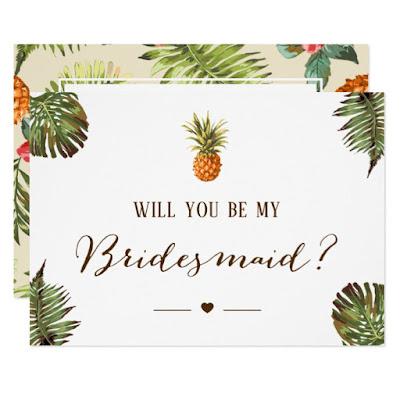  Tropical Pineapple Will You Be My Bridesmaid Invitation