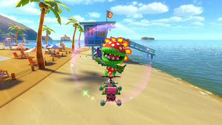 Petey Piranha on the Splash Buggy at the beach of Los Angeles