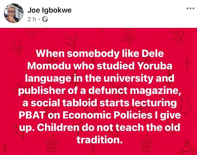 You Studied Yoruba Language In The University But You Are Lecturing Tinubu On Economic Policies - APC chieftain, Joe Igbokwe Slams Dele Momodu
