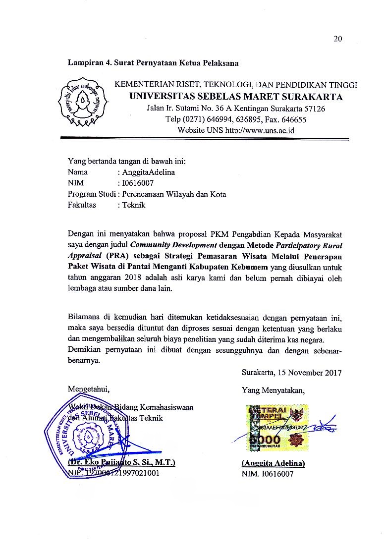 Contoh Surat Pernyataan Ketua Pelaksana Pkm - Contoh 