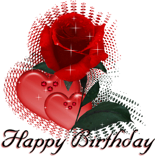 Animated birthday greeting card rose heart