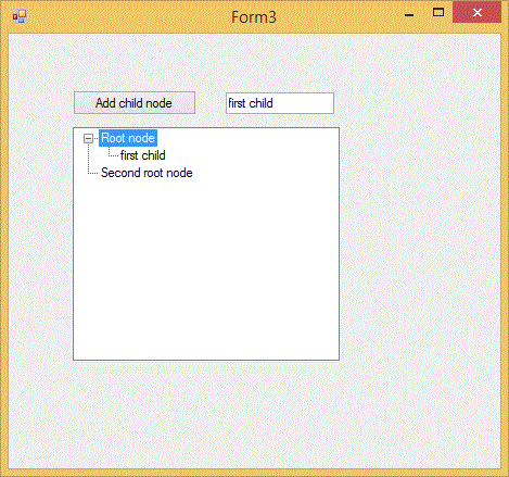 Windows Form: How to create child node of selected root node of treeview in c#