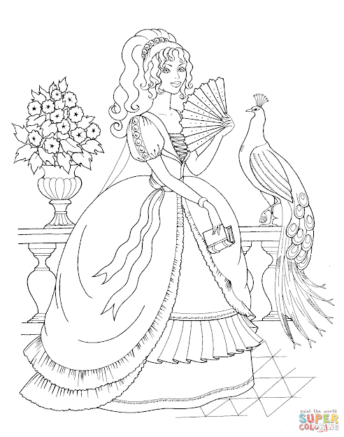 Click The Beautiful Princess And Peacock Coloring Pages 