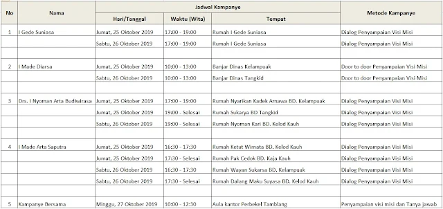 Jadwal Kampanye Pilkel desa Tamblang