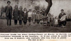 De familie Albert Derdeyn-Fieuws uit Marke met hun 12 kinderen.