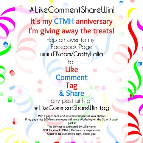 Join the Anniversary party over at www.fb.com/CraftyLalia to help Lalia celebrate her 3rd CTMH anniversary!