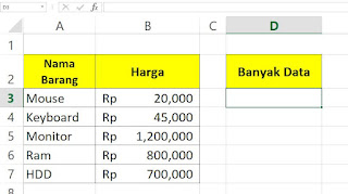 Cara Menghitung Jumlah Data di Excel