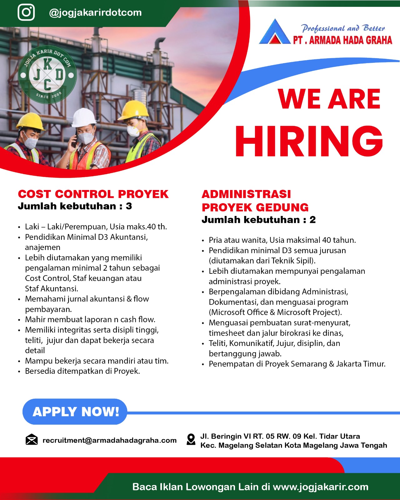 Loker Magelang, Semarang, Jakarta di PT Armada Hada Graha