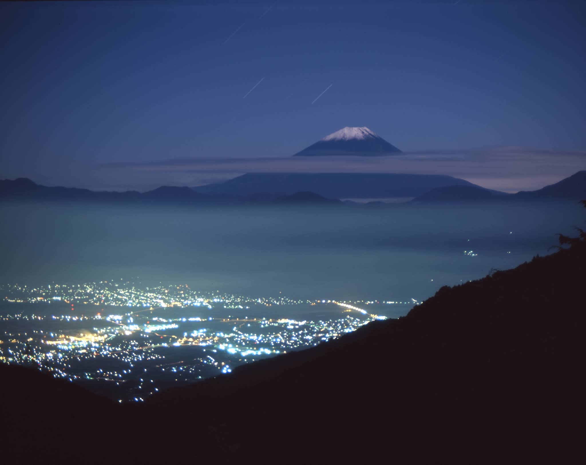 大判カメラ　富士山　夜景