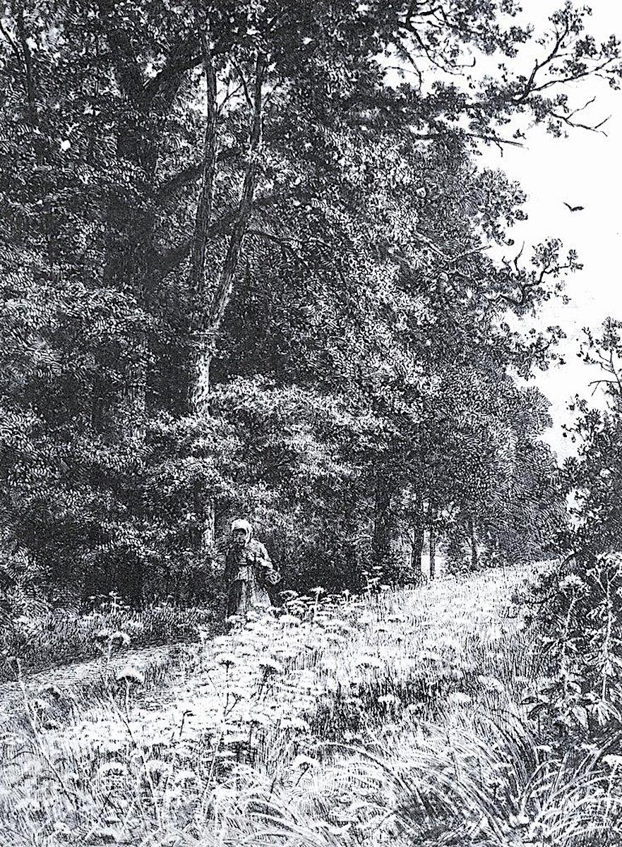 Ivan Shishkin 1878, a woman walking on a country road