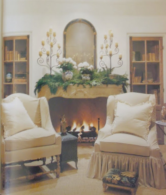 image result for Pam Pierce living room fireplace mantel Christmas decorating holiday French