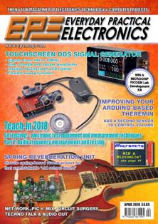 EPE Everyday Practical Electronics - April 2018 | ISSN 0262-3617 | TRUE PDF | Mensile | Professionisti | Elettronica | Tecnologia
Everyday Practical Electronics is a UK published magazine that is available in print or downloadable format.
Practical Electronics was a UK published magazine, founded in 1964, as a constructors' magazine for the electronics enthusiast. In 1971 a novice-level magazine, Everyday Electronics, was begun by the same publisher. Until 1977, both titles had the same production and editorial team.
In 1986, both titles were sold by their owner, IPC Magazines, to independent publishers and the editorial teams remained separate.
By the early 1990s, the title experienced a marked decline in market share and, in 1992, it was purchased by Wimborne Publishing Ltd. which was, at that time, the publisher of the rival, novice-level Everyday Electronics. The two magazines were merged to form Everyday with Practical Electronics (EPE) - the «with» in the title being dropped from the November 1995 issue. In February 1999, the publisher acquired the former rival, Electronics Today International, and merged it into EPE.