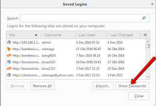 Bobol password tanpa software, Cara mengetahui sandi akun facebook yang tersimpan di mozilla