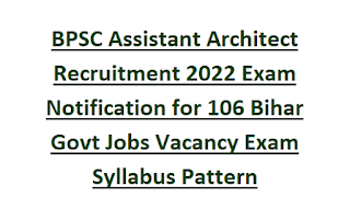 BPSC Assistant Architect Recruitment 2022 Exam Notification for 106 Bihar Govt Jobs Vacancy Exam Syllabus Pattern