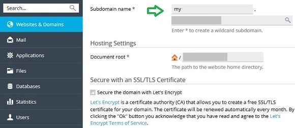 Plesk Add Subdomain