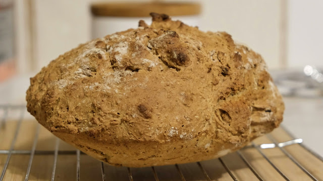 Irish vegan Soda Bread on a wire cooling rack