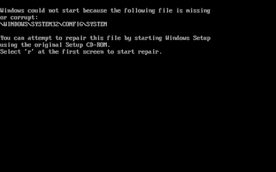 Resolvendo problemas de inicialização do Windows XP - Arquivo System ausente ou corrompido