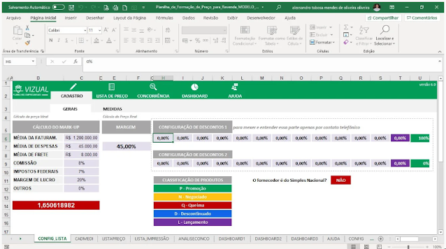 Planilha de Formação de Preços de Produtos para Revenda em Excel