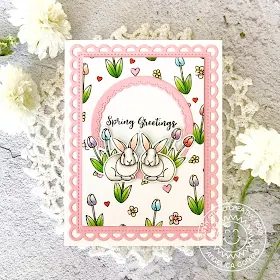 Sunny Studio Stamps: Spring Greetings Chubby Bunny Fancy Frames Frilly Frames Spring Themed Card by Angelica Conrad