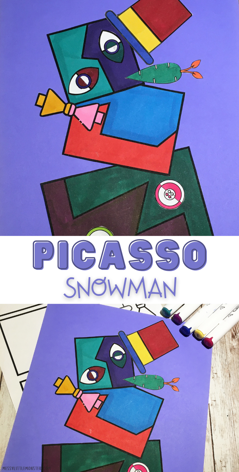 Picasso snowman craft for kids. Picasso art for kids.