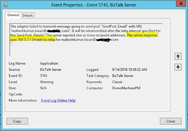 The server response was 550 5.7.1 Unable to relay for ....