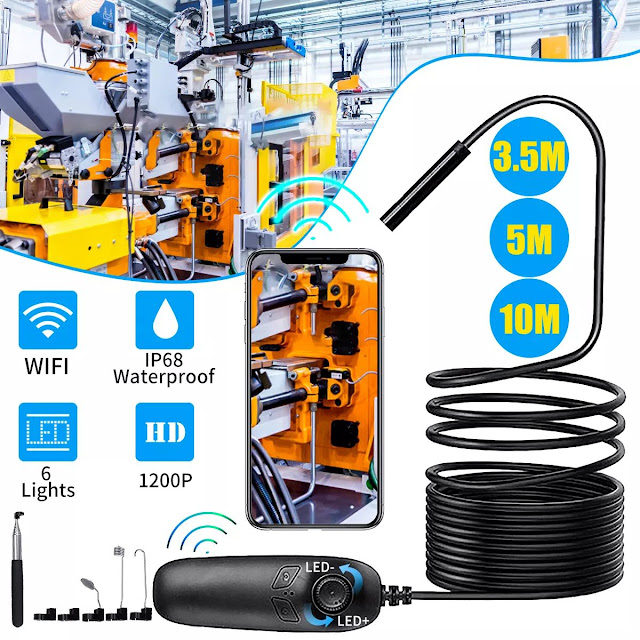 8 LED HD Wireless Endoscopes WiFi Borescope Inspection Camera for iPhone Android 