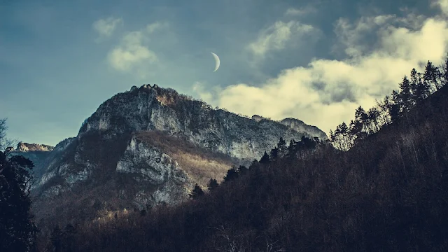 Free Mountains Half Moon Nature HD wallpaper. Click on the image above to download for HD, Widescreen, Ultra HD desktop monitors, Android, Apple iPhone mobiles, tablets.