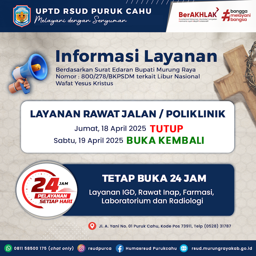 Informasi Layanan Poliklinik Tutup Libur Memperingati Wafat Yesus Kristus