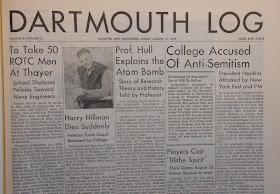 Front page of Dartmouth Log, August 10, 1945
