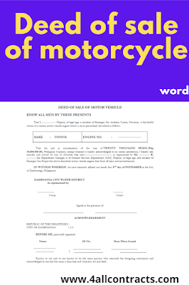 Deed of sale of motorcycle word