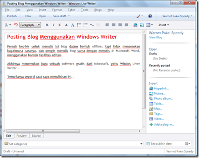 Posting Blog Menggunakan Windows Writer, Tertarik???