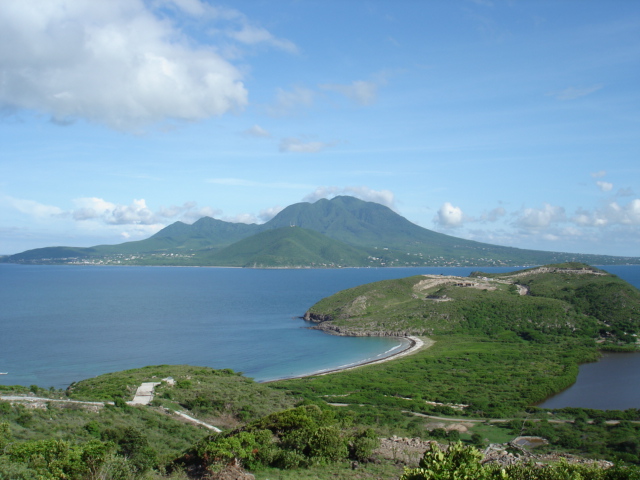 A view of Nevis from the island of St. Kitts