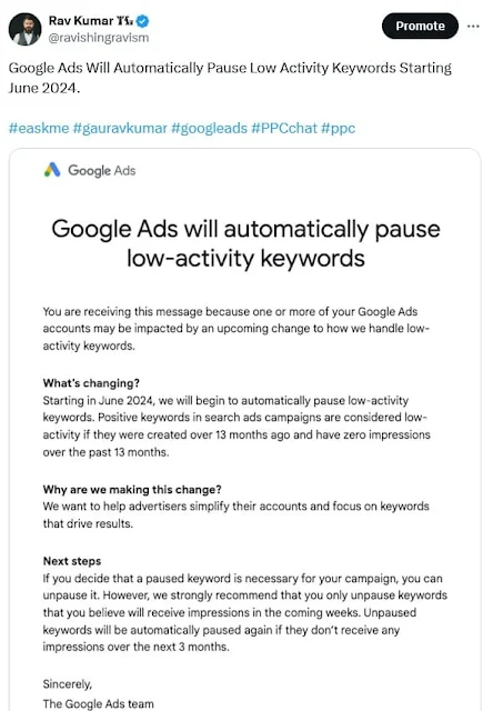 Google Ads Pausing Inactive Keywords: eAskme