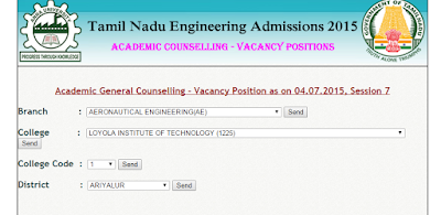 Check for Anna University TNEA 2015 Vacancy positions
