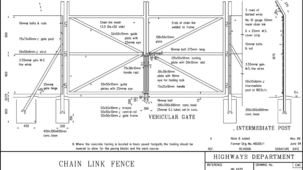 Chain Link Fence Drawings