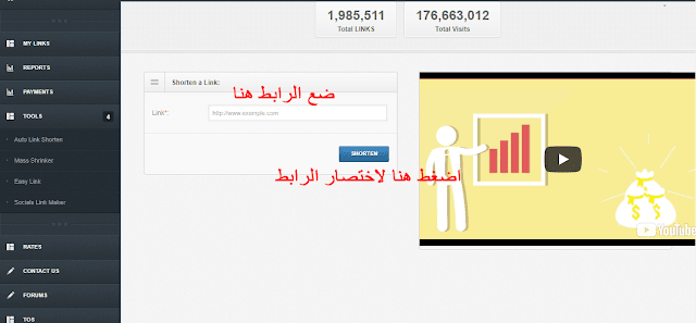 شرح اختصار الروابط بموقع getsurl والفرق بين الروابط والمميزات