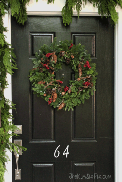 Natural real front door wreath for christmas