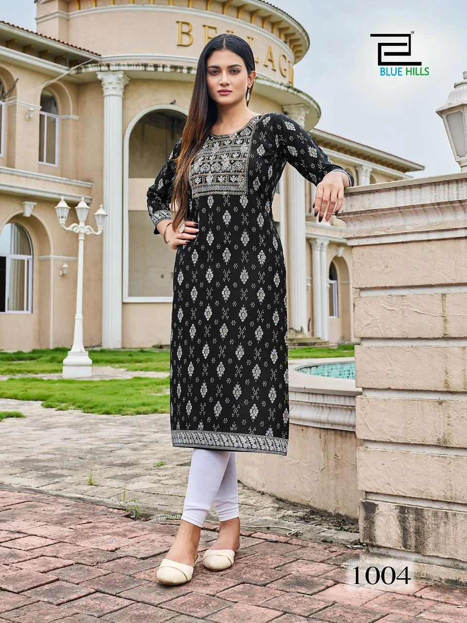 Festival Night Short Vol 1 Blue Hills Rayon Thread Work Knee Length Kurtis