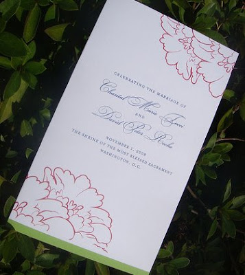 Above the escort cards and here's the wedding program