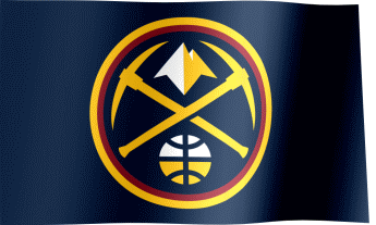 The waving fan flag of the Denver Nuggets with the logo (Animated GIF)