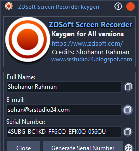 ZDSoft Screen Recorder's Keygen