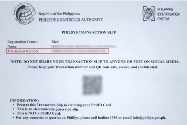 PhilSys transaction slip