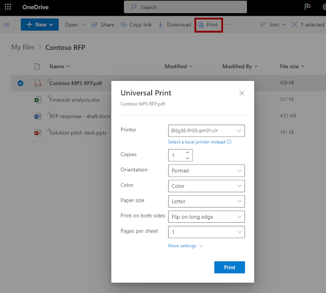 أصبحت خدمة Universal Print من مايكروسوفت مدعومة الآن في OneDrive على الويب