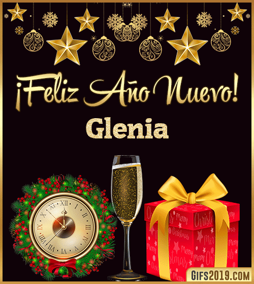 Gif de feliz año nuevo con nombre glenia