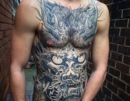 Japonês De Dragão Do Estômago De Tatuagem